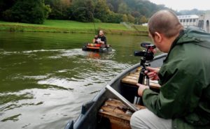 Beim Videodreh mit dem Anglerboard